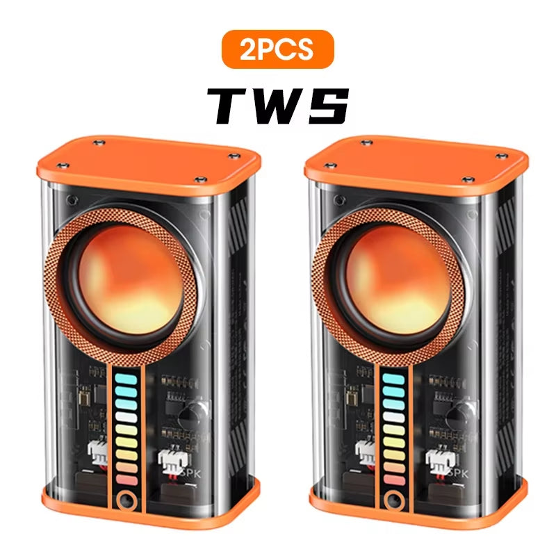 Transparent Cyberpunk Wireless Bluetooth Speaker with Rhythm Lights